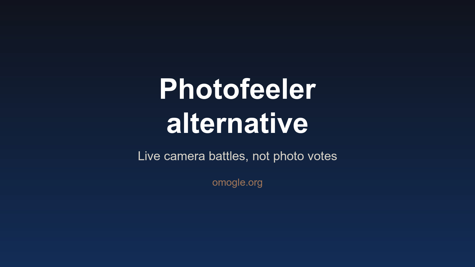 Title card reading Photofeeler alternative, with the line “Live camera battles, not photo votes”